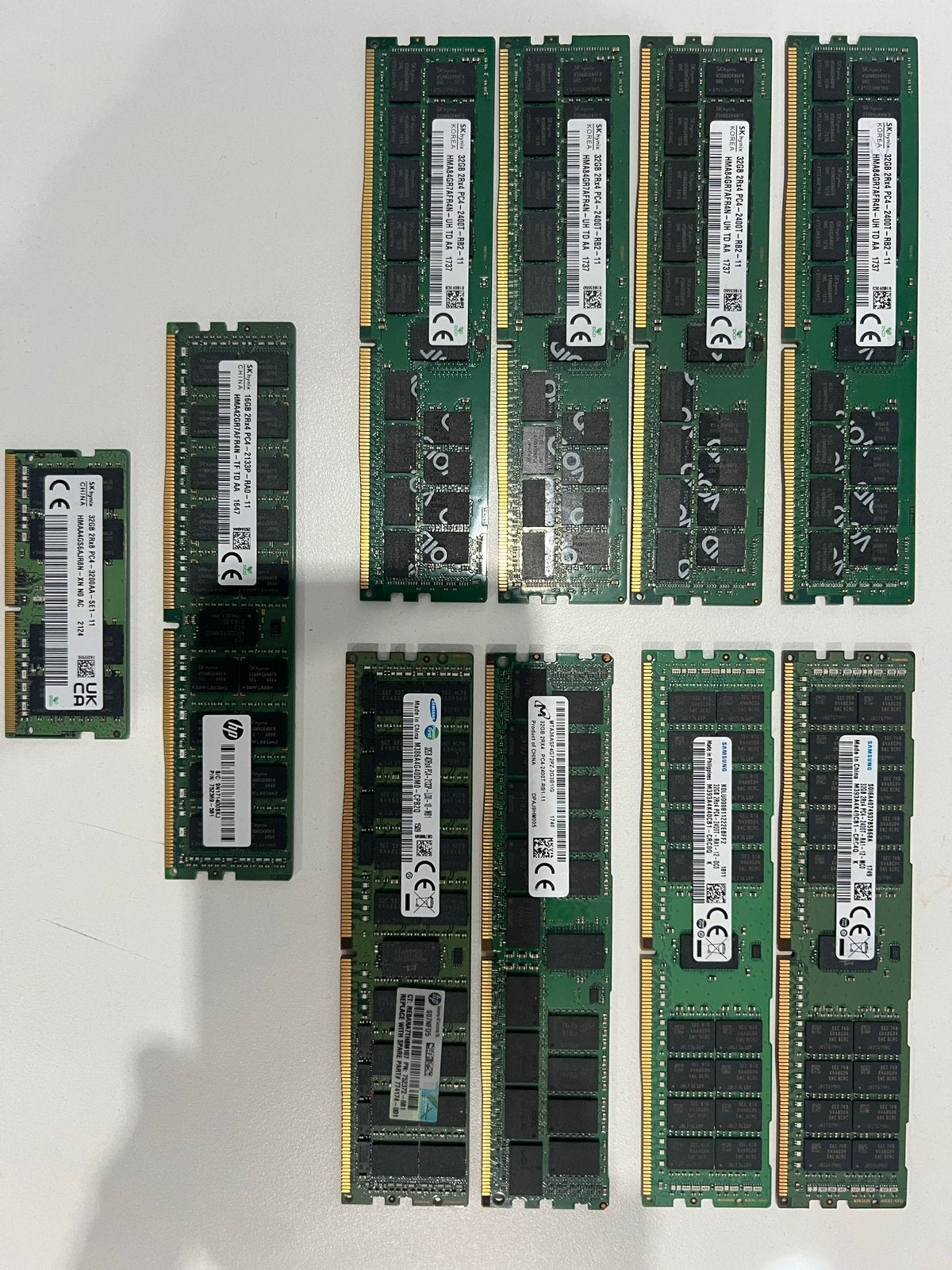 Diverse RAM Geheugen: 9x 32GB, 1x 16GB DDR4, Computers en Software, RAM geheugen, Gebruikt, 32 GB, Verzenden, Server