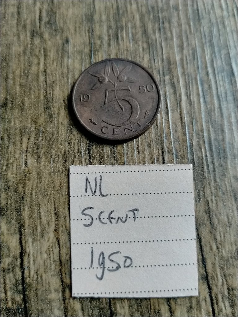 NL 5 Cent 1950 Juliana, Verzenden, Koningin Juliana, 5 cent, Losse munt