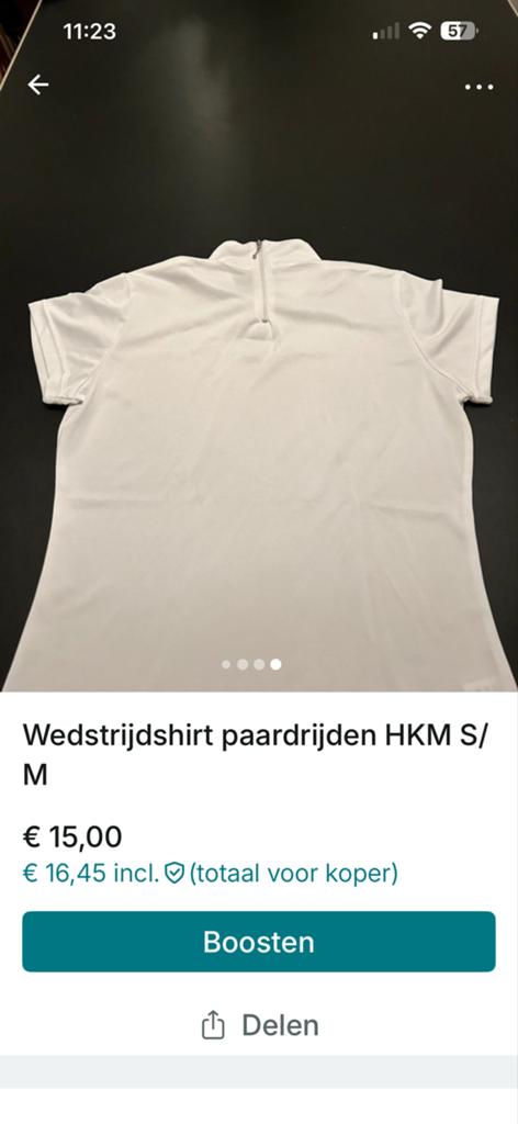 HKM wedstrijdshirt wit S, Dieren en Toebehoren, Paardrijkleding, Ophalen of Verzenden, Zo goed als nieuw, Bovenkleding, Kinderen
