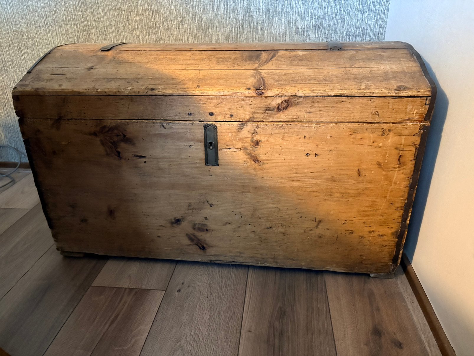 Antiek grenen dekenkist, Huis en Inrichting, Ophalen, 50 – 75, Gebruikt, 50 tot 100 cm