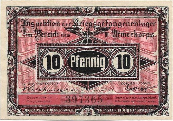 WOI kampgeld Guben 10 pfennig 1917 POW, Postzegels en Munten, Bankbiljetten | Europa | Niet-Eurobiljetten, Los biljet, Duitsland