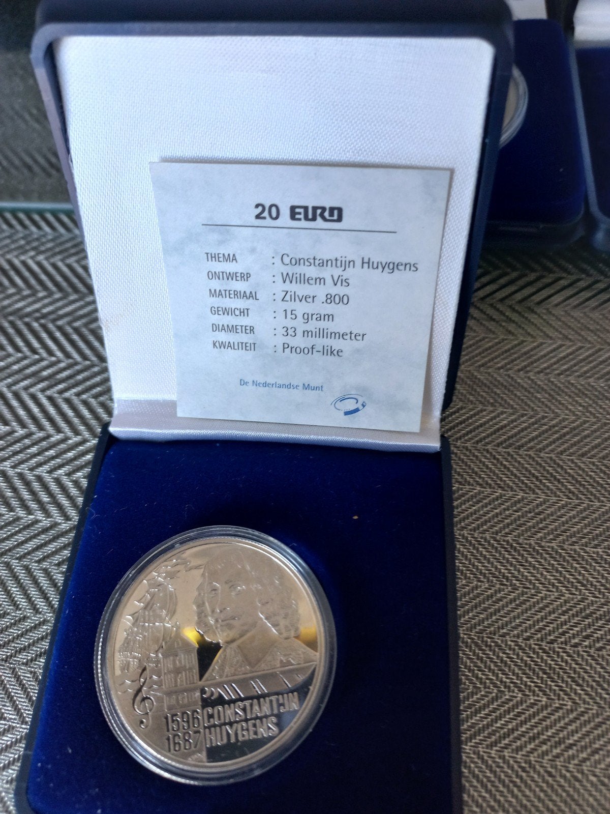 Zilveren 20 Euro Constantijn Huygens munt Proof-like, Postzegels en Munten, Munten | Nederland, Ophalen of Verzenden, Euro's, Losse munt