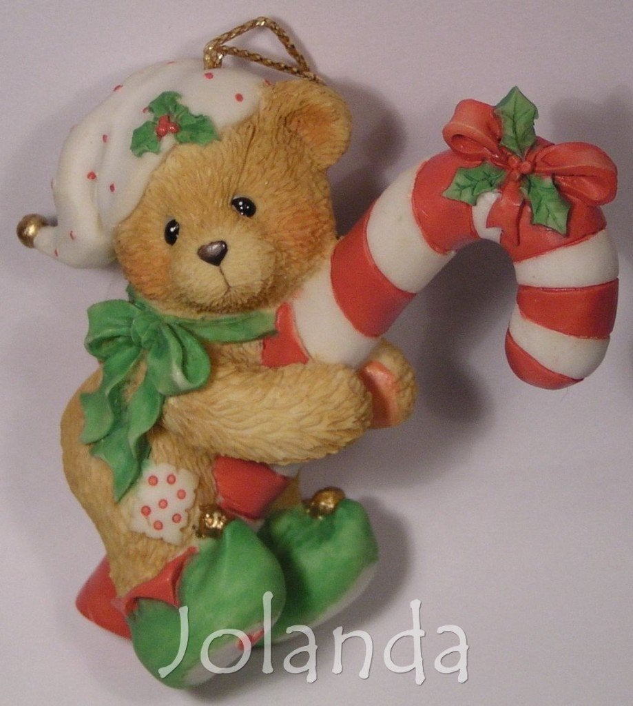 Cherished Teddies Ornament Elf with Candy Cane, Ophalen of Verzenden, Zo goed als nieuw, Beeldje, Cherished Teddies
