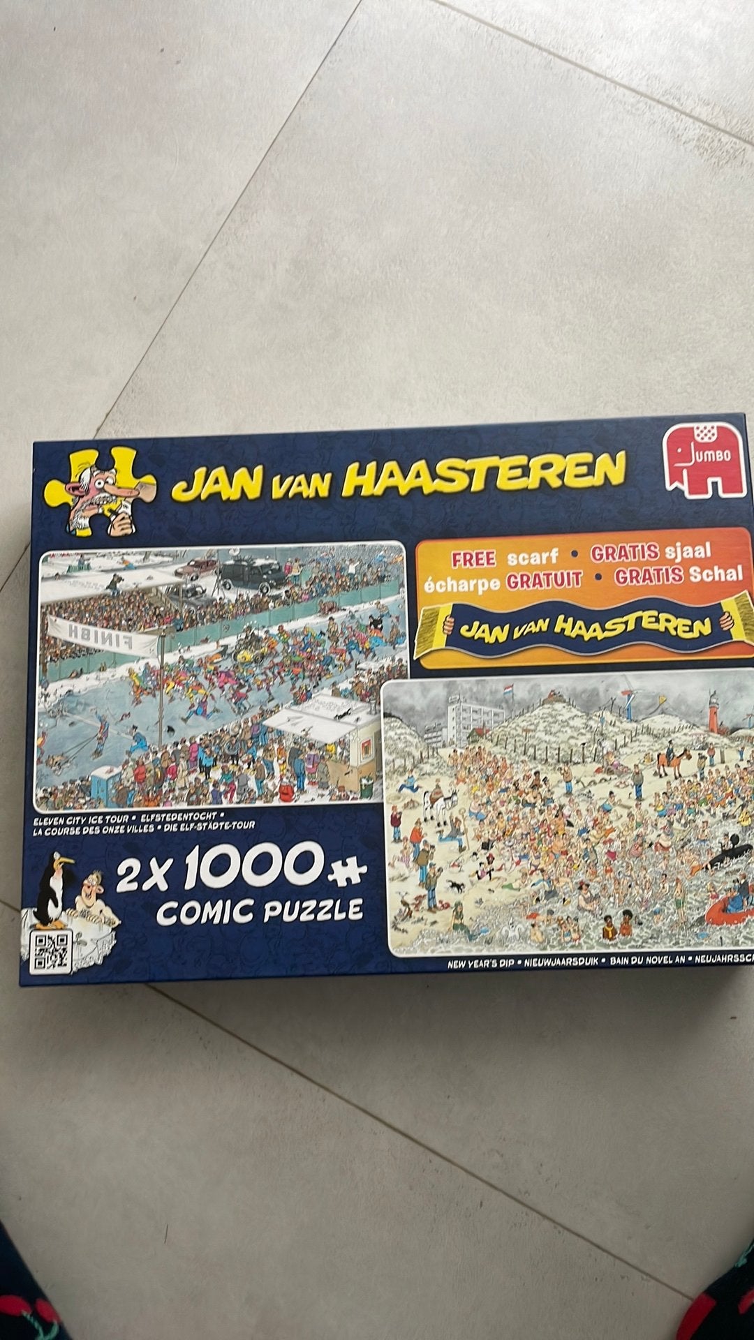 Jan van Haasteren: 2 in 1, Nieuwsjaarsduik & Elfstedentocht, Ophalen, 500 t/m 1500 stukjes, Zo goed als nieuw