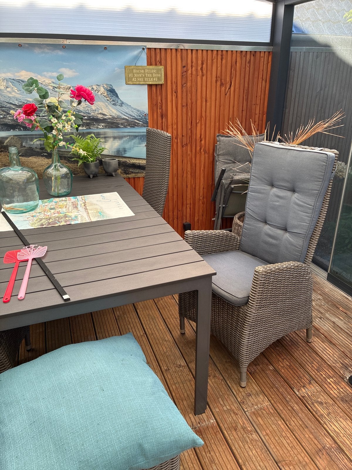 ZGAN Moderne tuinset met 4 stoelen en hocker, Ophalen, 4 zitplaatsen, Gebruikt, Eettafel