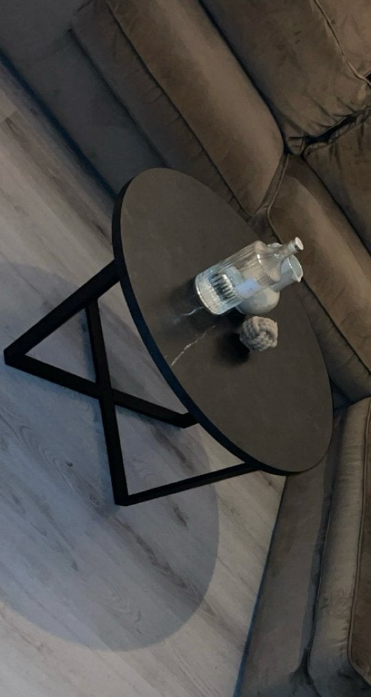 Salontafel zwart marmer, Huis en Inrichting, Ophalen, 100 tot 150 cm, Rond, 50 tot 100 cm
