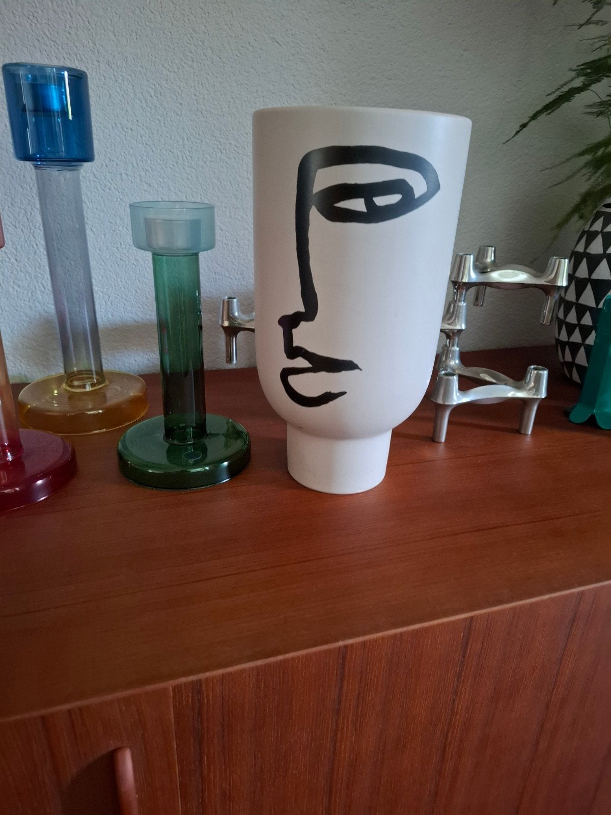 H&M Home keramieke vaas motief gezicht, Ophalen of Verzenden, Zo goed als nieuw, Overige typen