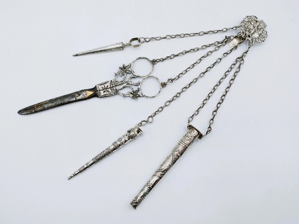 Zilveren chatelaine, Willem V, D. Goedhart, Amsterdam, 1788, Antiek en Kunst, Antiek | Goud en Zilver, Zilver, Verzenden