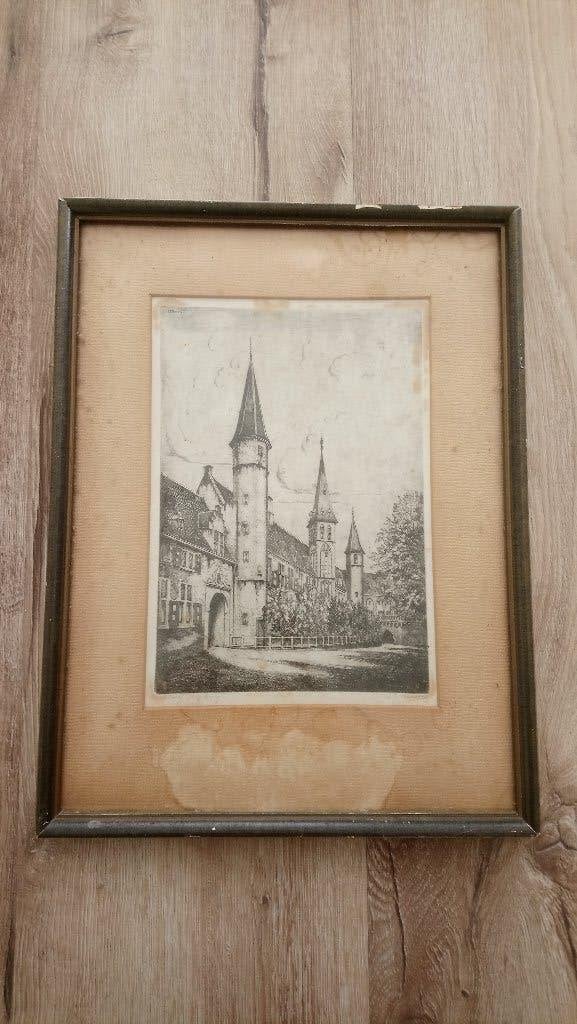 L. J. Braams - Abdij Middelburg 1947. Prachtige Zeeuwse ets., Antiek en Kunst, Ophalen of Verzenden