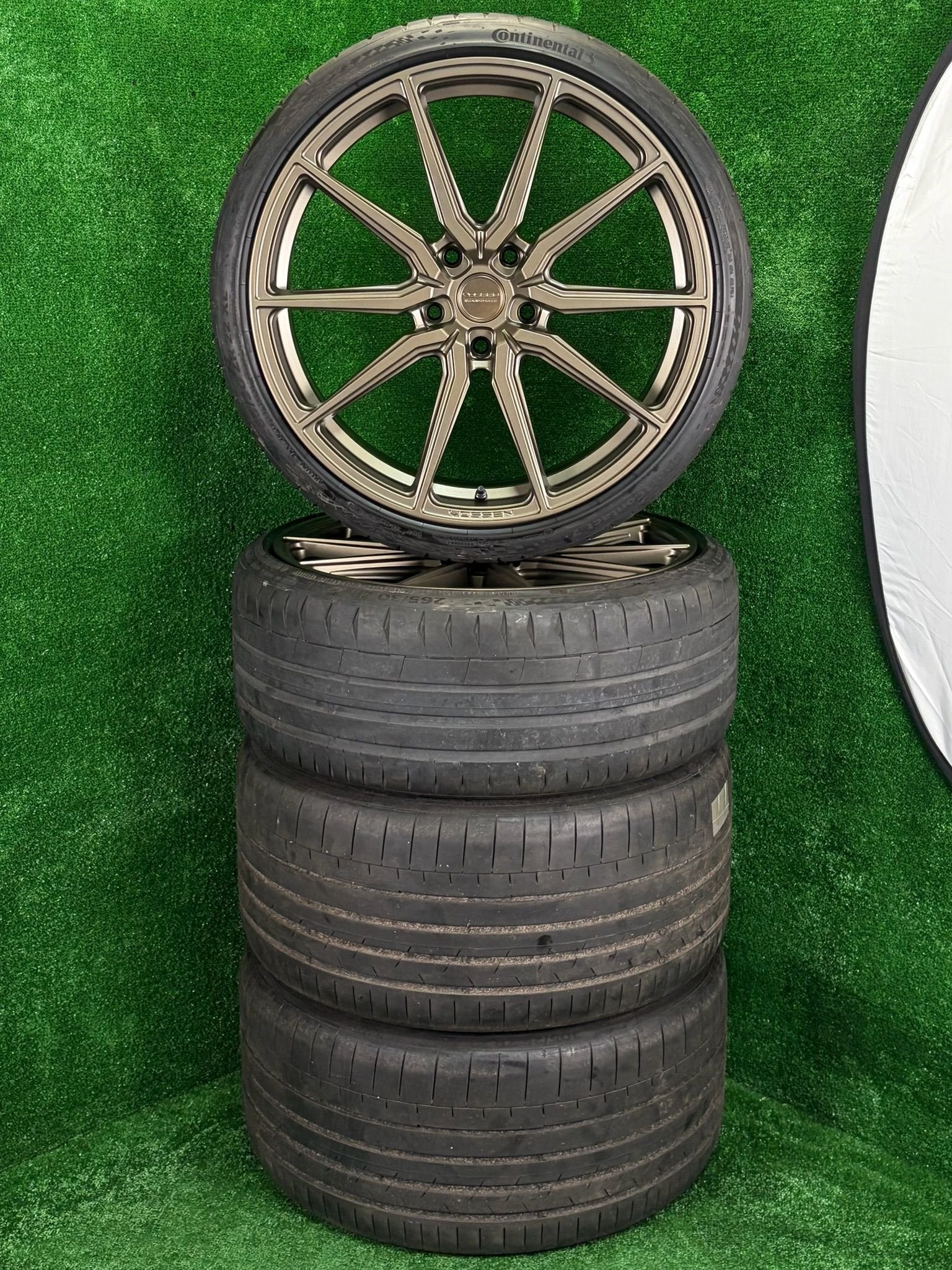 Orig. 22 inch Porsche Vossen velgen banden Panamera Taycan, Gebruikt, -, -, Banden en Velgen