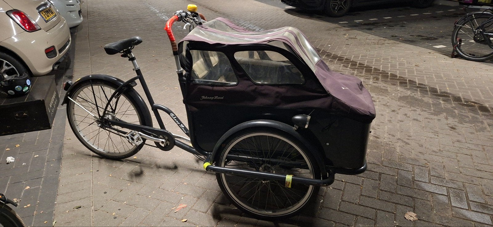 Johnny Loco bakfiets met kapotte spaak, Fietsen en Brommers, Ophalen, Gebruikt, Huif, 2 kinderen