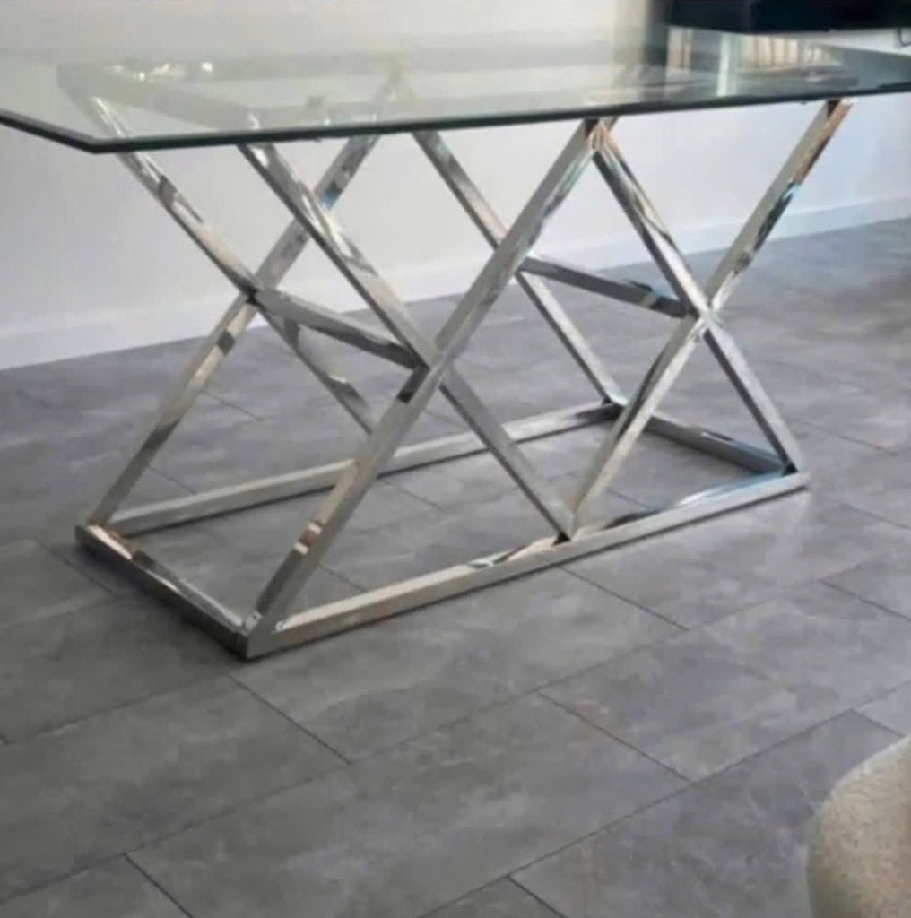 Eettafel zilver glas, Ophalen, 50 – 75, Gebruikt, 50 tot 100 cm
