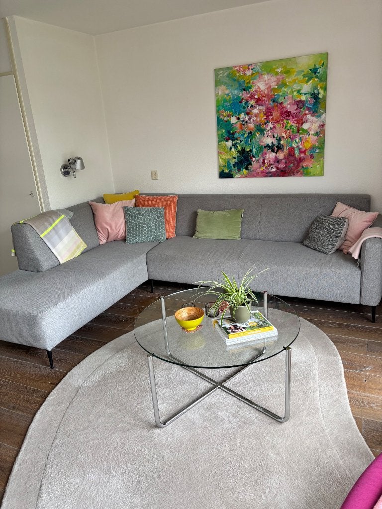 Hoekbank + hocker Goossens, Ophalen, 250 tot 300 cm, Gebruikt, Hoekbank