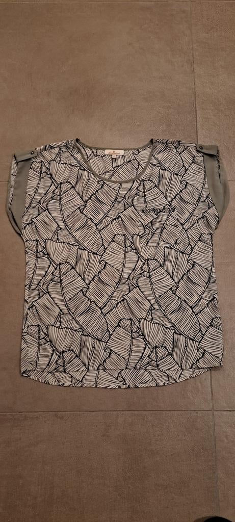 Sensation Blouse met Bladprint - Maat M, Kleding | Dames, Maat 38/40 (M), Sensation, Wit, Ophalen of Verzenden