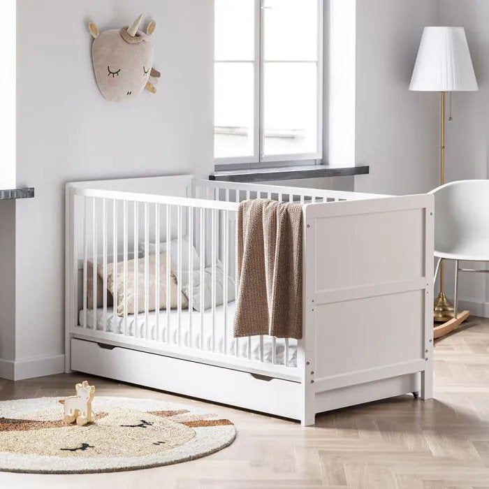 3-in-1 Babybed met lade en treinbaantje (gebruikt), Kinderen en Baby's, Babywiegjes en Ledikanten, Gebruikt, Ledikant, Ophalen