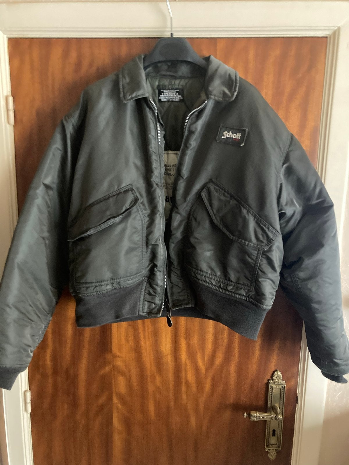 Schott N.Y.C. Authentieke CWU-R Flight Jacket, Ophalen, Gedragen, Overige maten, Groen