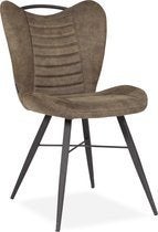 Set van 6 mksofa eetkamerstoelen - antraciet & groen suède, Overige kleuren, Ophalen of Verzenden, Zo goed als nieuw, Metaal