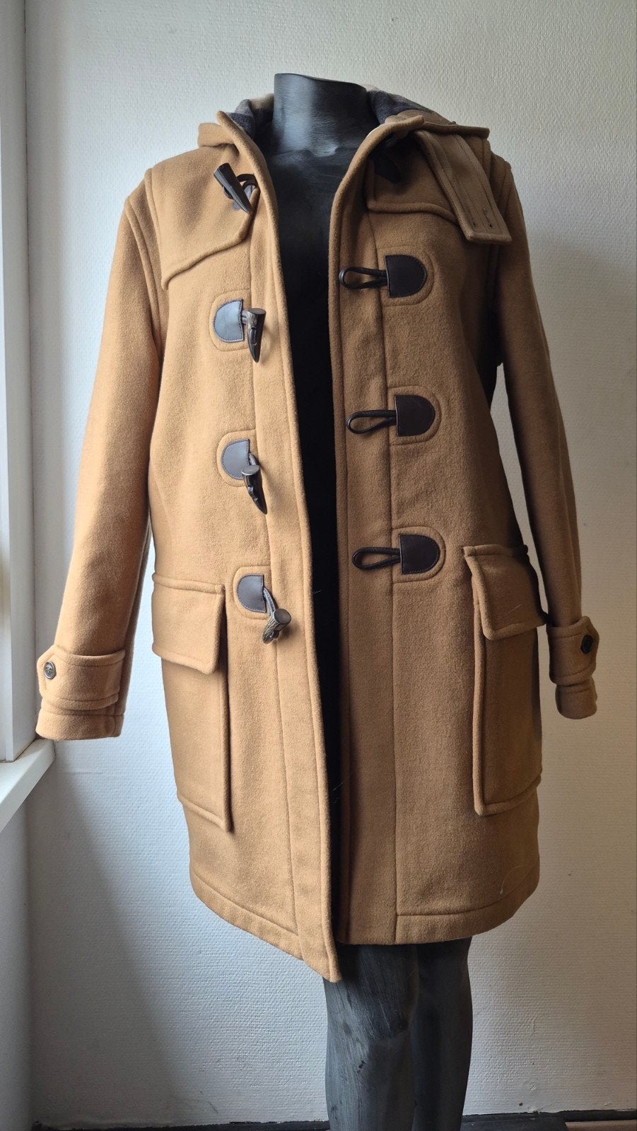 Burberry Brit Duffle Coat - Camel - Maat S, Beige, Ophalen of Verzenden, Zo goed als nieuw, Burberry Brit