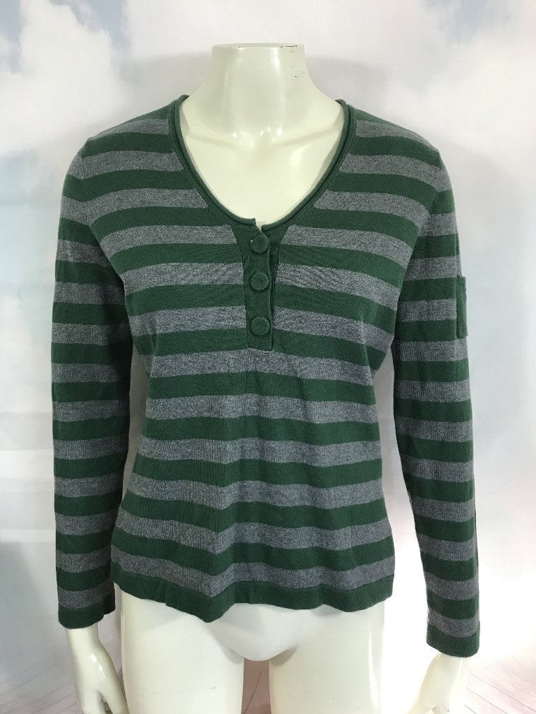 Hilfiger groen grijs gestreepte top maat M (1C2)