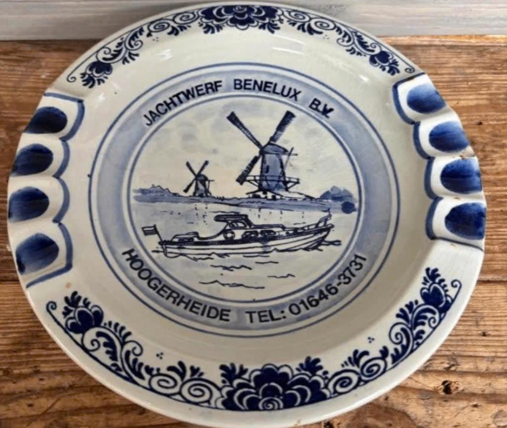 Delfts Blauwe asbak  - Jachthaven Benelux Hoogerheide 20 cm, Antiek en Kunst, Ophalen of Verzenden