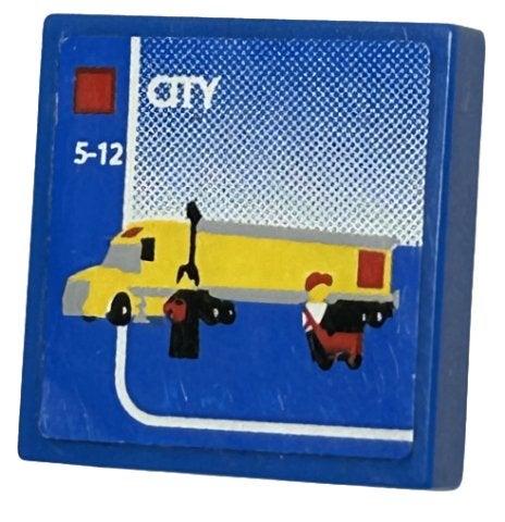 Lego Blue Tile 2 x 2 with LEGO City Set Box Art, Yellow Semi, Kinderen en Baby's, Lego, Overige typen, Ophalen of Verzenden, City