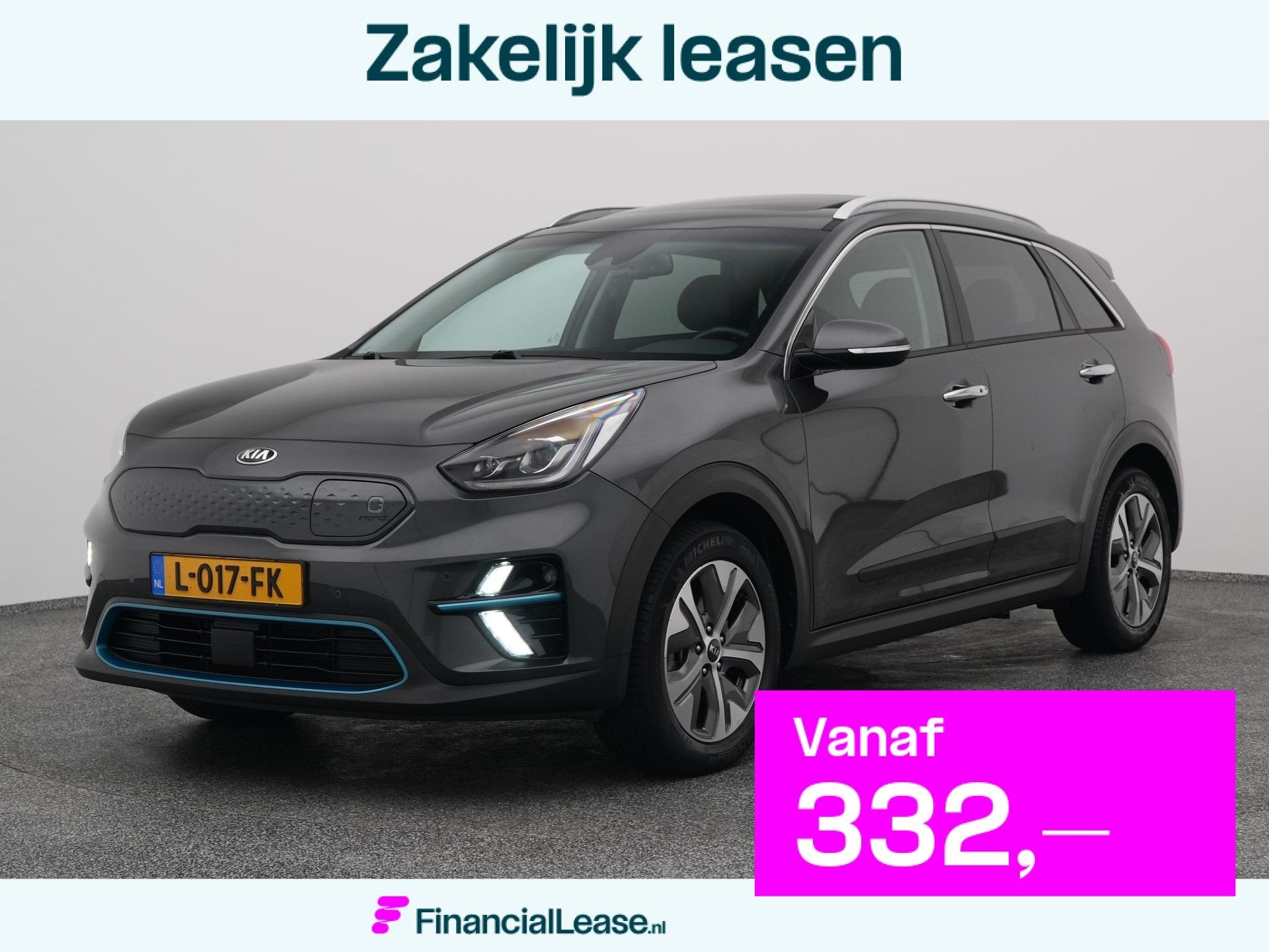 Kia e-Niro DynamicPlusLine 64 kWh | SCHUIFDAK | CAMERA | ADA, Gebruikt, Zwart, Met garantie (alle), Leder en Stof