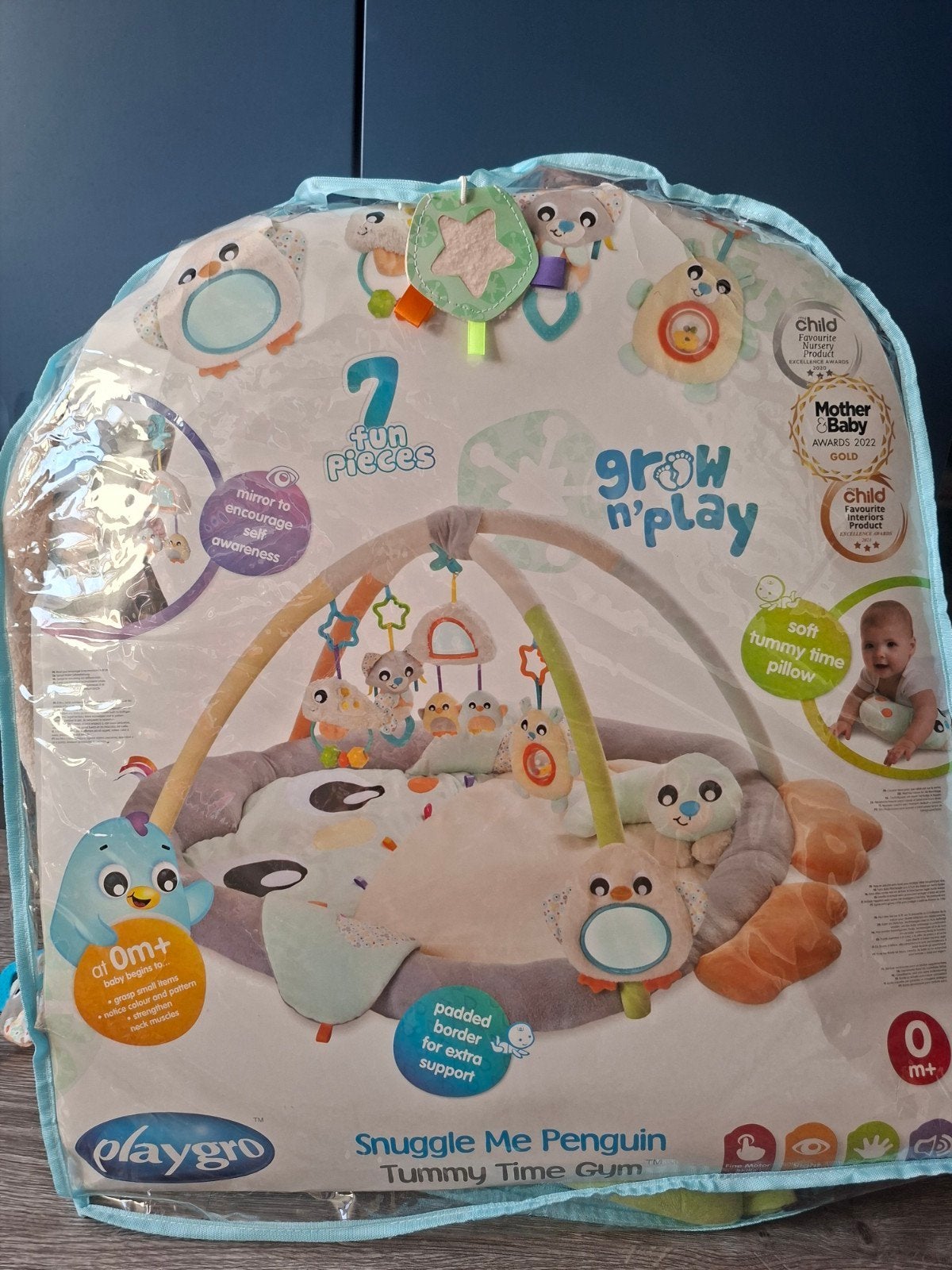 Playgro Snuggle Me Pinguïn Tummy Time Gym, GEBRUIKT, Kinderen en Baby's, Ophalen of Verzenden, Gebruikt, Speelkleed, Met geluid