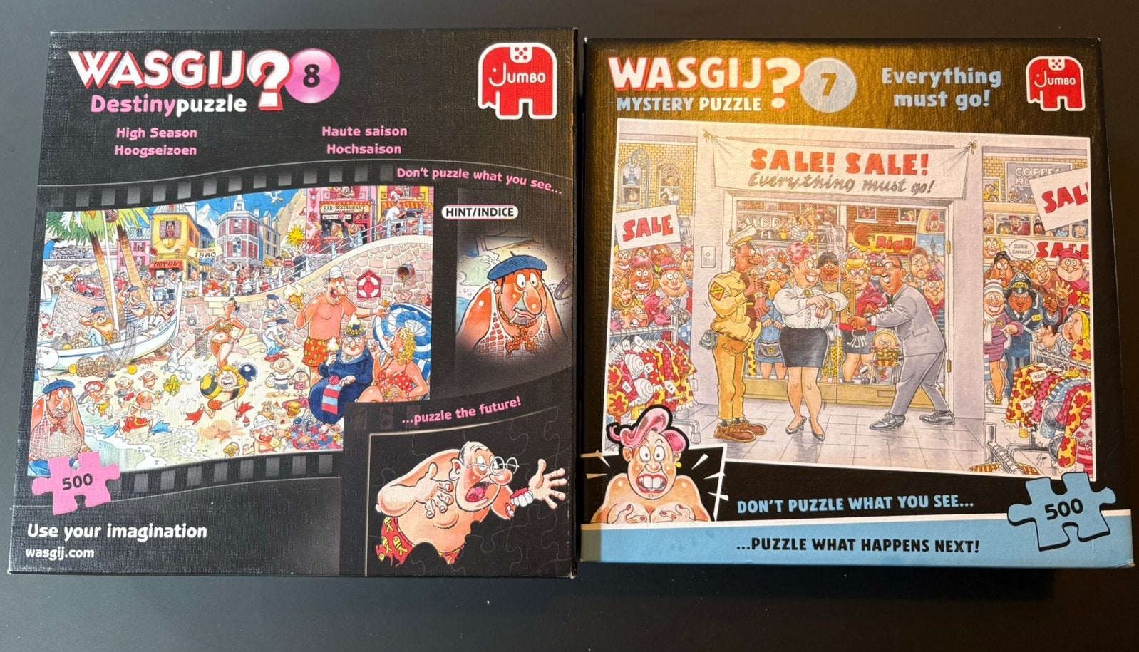 Twee Wasgij Puzzels, Ophalen of Verzenden, 500 t/m 1500 stukjes, Zo goed als nieuw