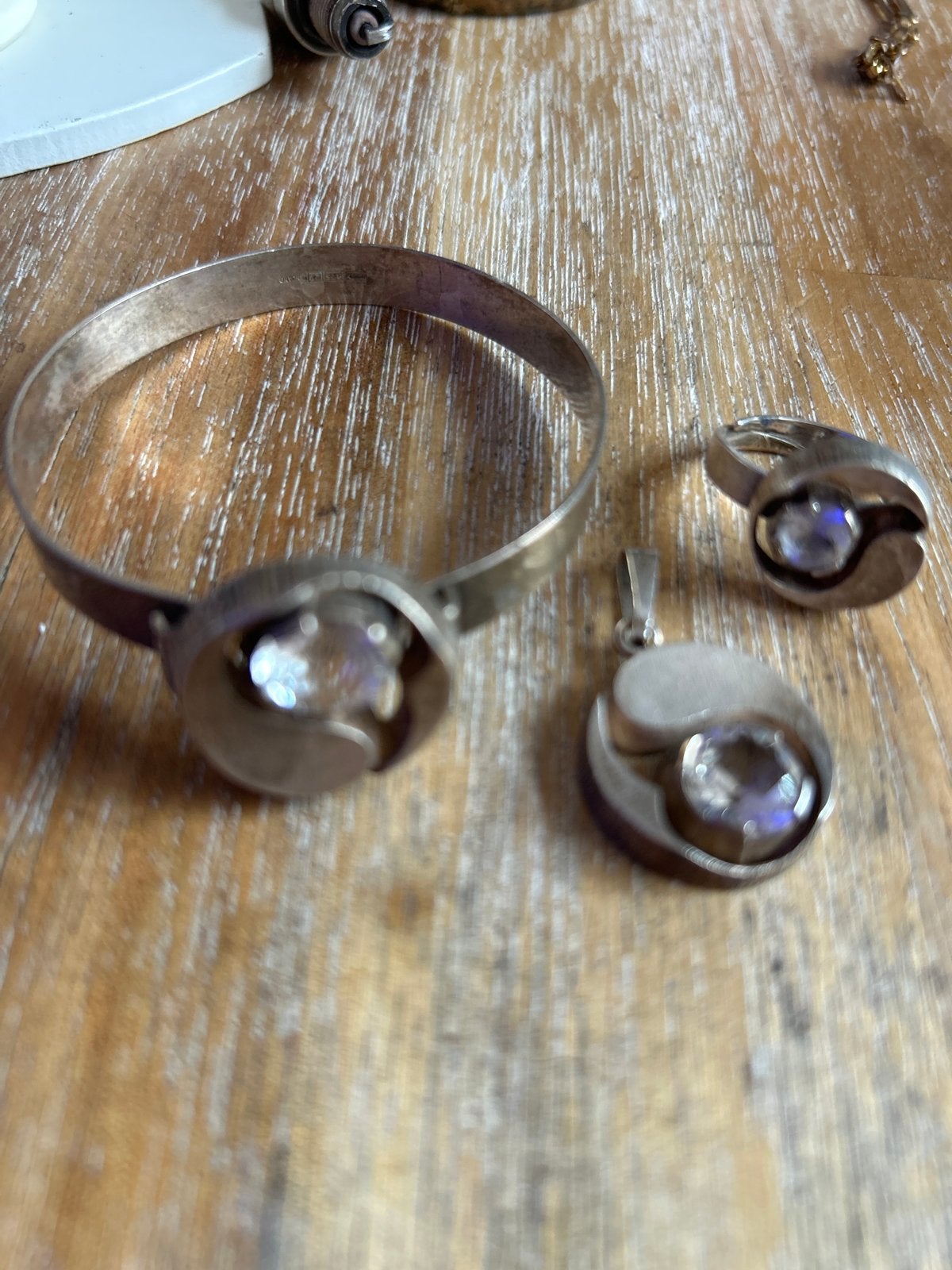 Karl Laine Vintage 1969 Zilveren Sieradenset met Kristal, Ophalen of Verzenden, Gebruikt, Zilver, Met kristal