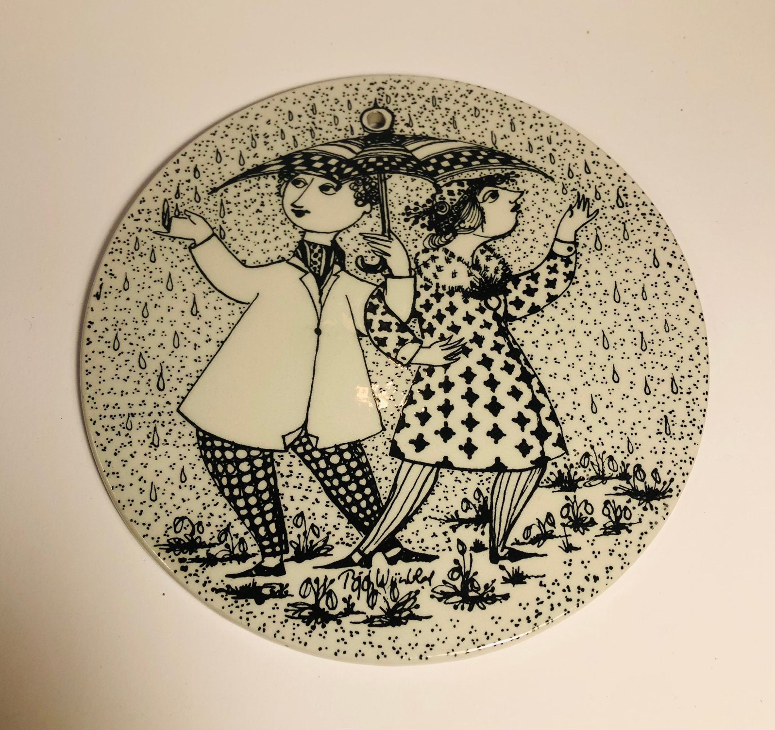 Vintage wandbord, plaquette van Bjorn Wiinblad, Denemarken, Antiek en Kunst, Antiek | Wandborden en Tegels, Ophalen of Verzenden