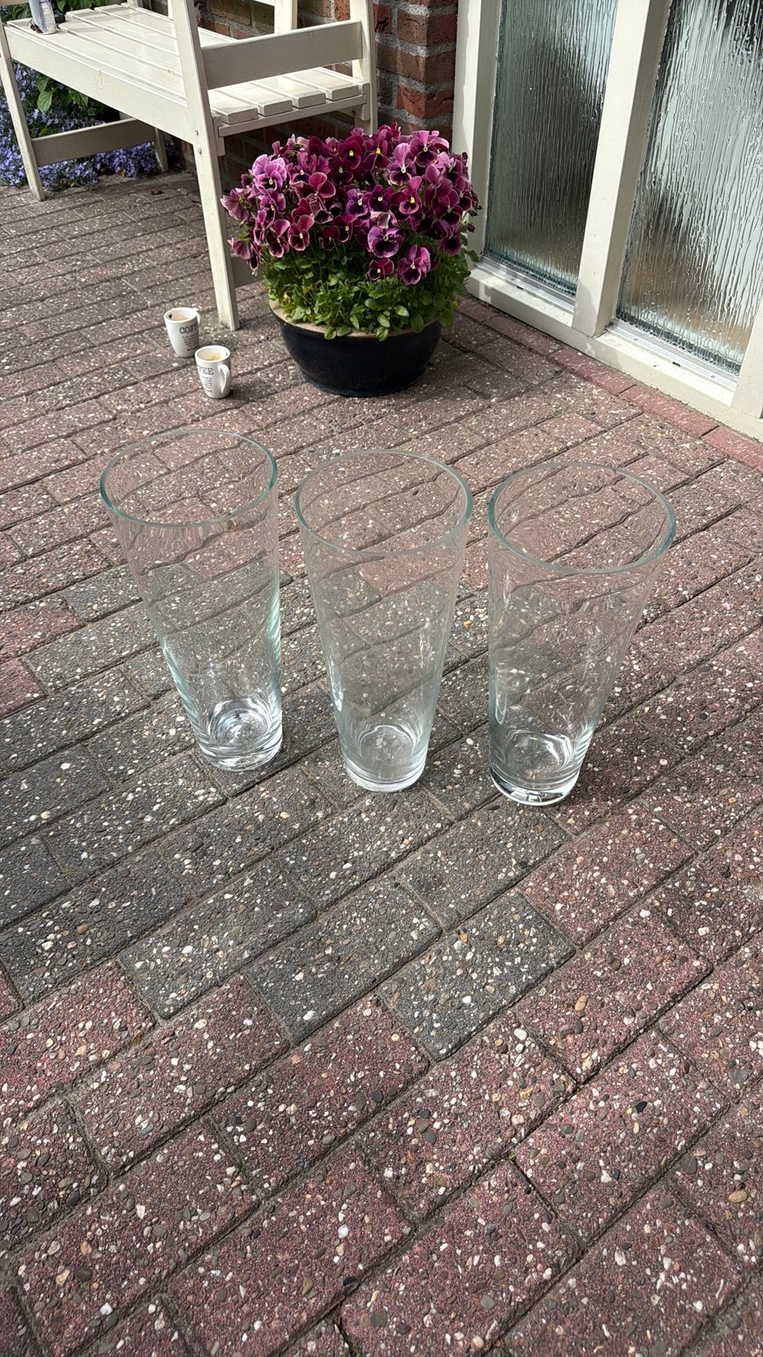 3 cilinder vazen glas hoogte 42 CM, Ophalen
