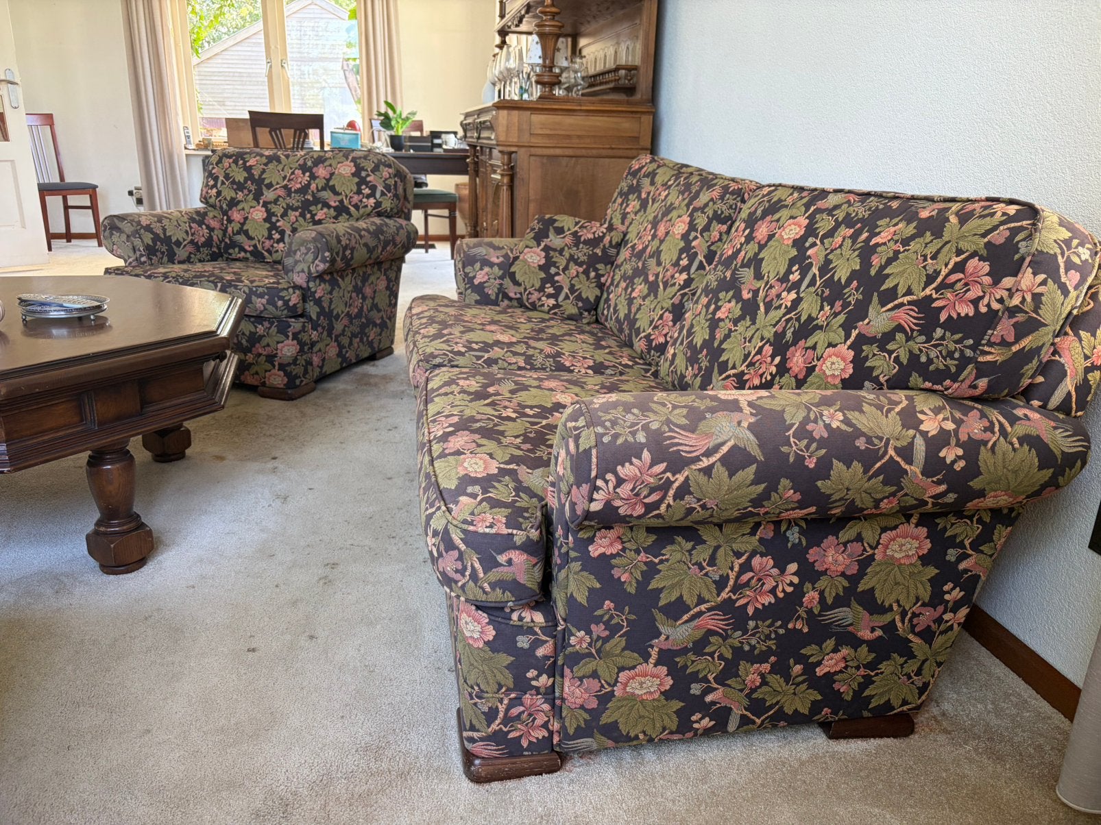 2 zits bank en 2. Fauteuils, Ophalen, Gebruikt, Rechte bank, Stof