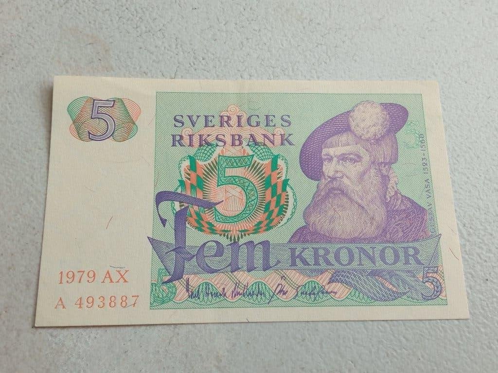 Zweden 5 kronen 1979., Postzegels en Munten, Bankbiljetten | Europa | Niet-Eurobiljetten, Ophalen of Verzenden, Overige landen