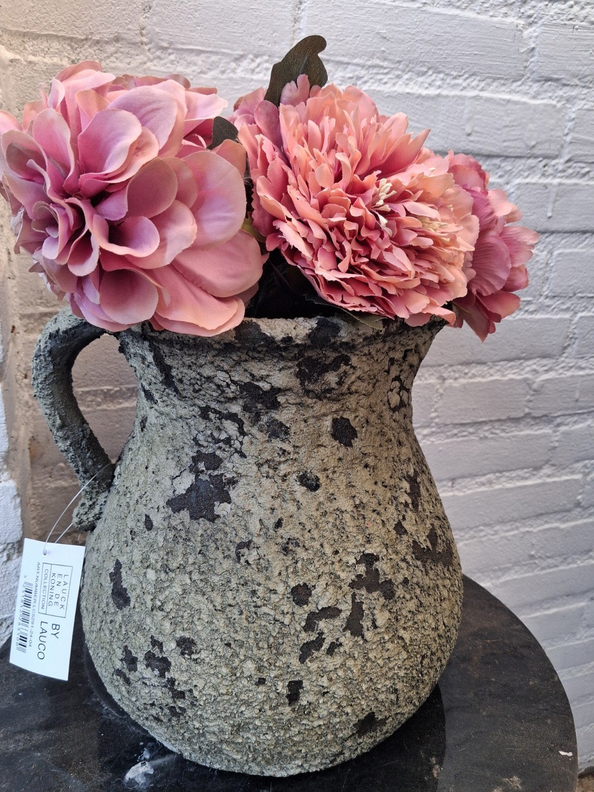 Gave brocante sober kan met bloemen, Ophalen of Verzenden