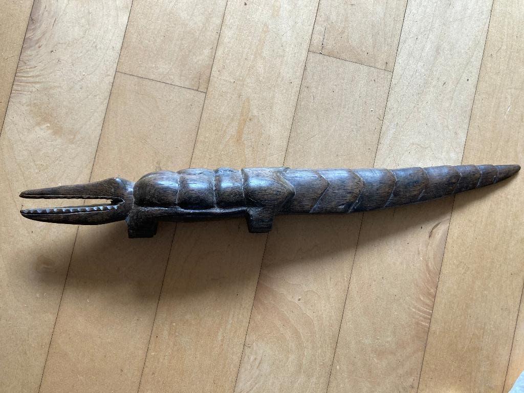 krokodil houtsnijwerk, Houtsnijwerk, Ophalen of Verzenden, Handgemaakt, 20 - 50 cm