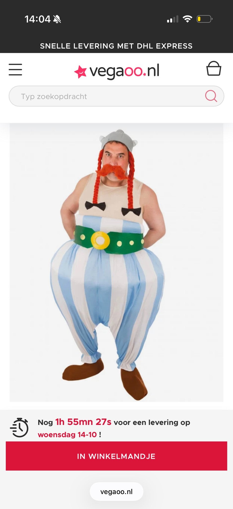 Obelix kostuum voor volwassenen, Ophalen of Verzenden, Zo goed als nieuw, Pak of Jurk