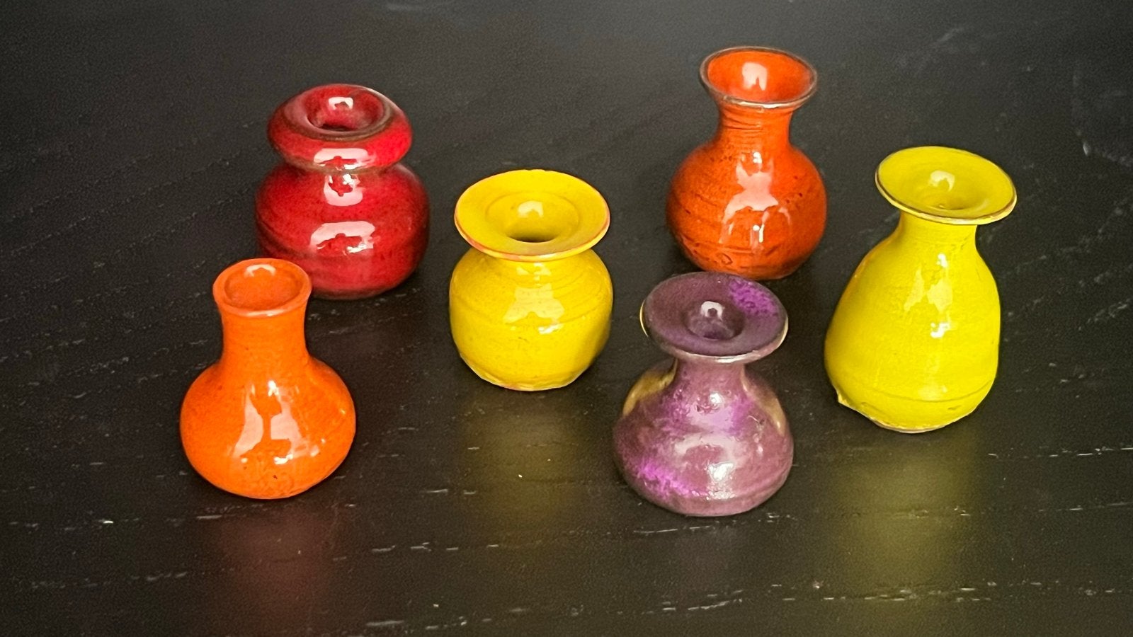 Set van 6 Mini Keramische Kruikjes / Vaasjes - Diverse Kleur, Ophalen of Verzenden