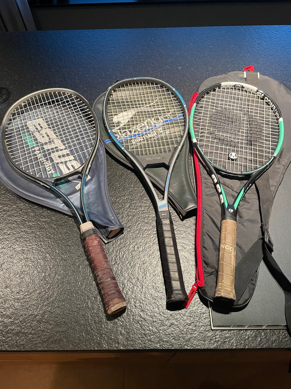 3 tennisrackets met opbergtassen, Ophalen, Gebruikt, Racket, Overige merken