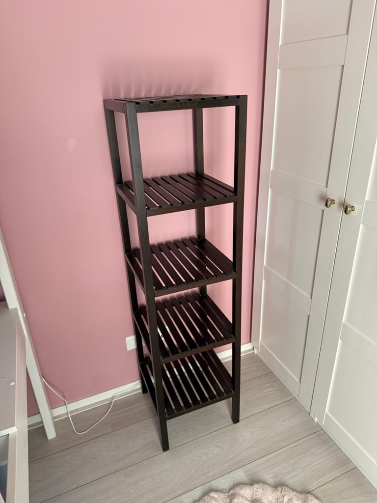 IKEA Donkerbruin houten rek met 4 planken, Ophalen, Zo goed als nieuw