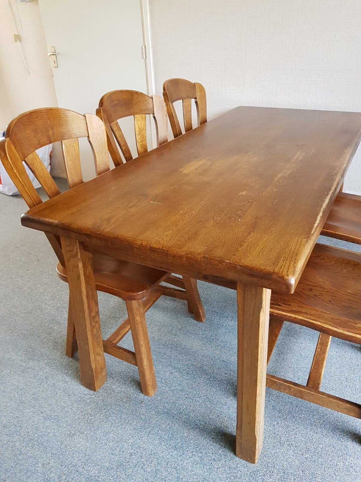 gratis af te halen eiken tafel met 6 stoelen, Ophalen, Gebruikt, 4 tot 6 stoelen