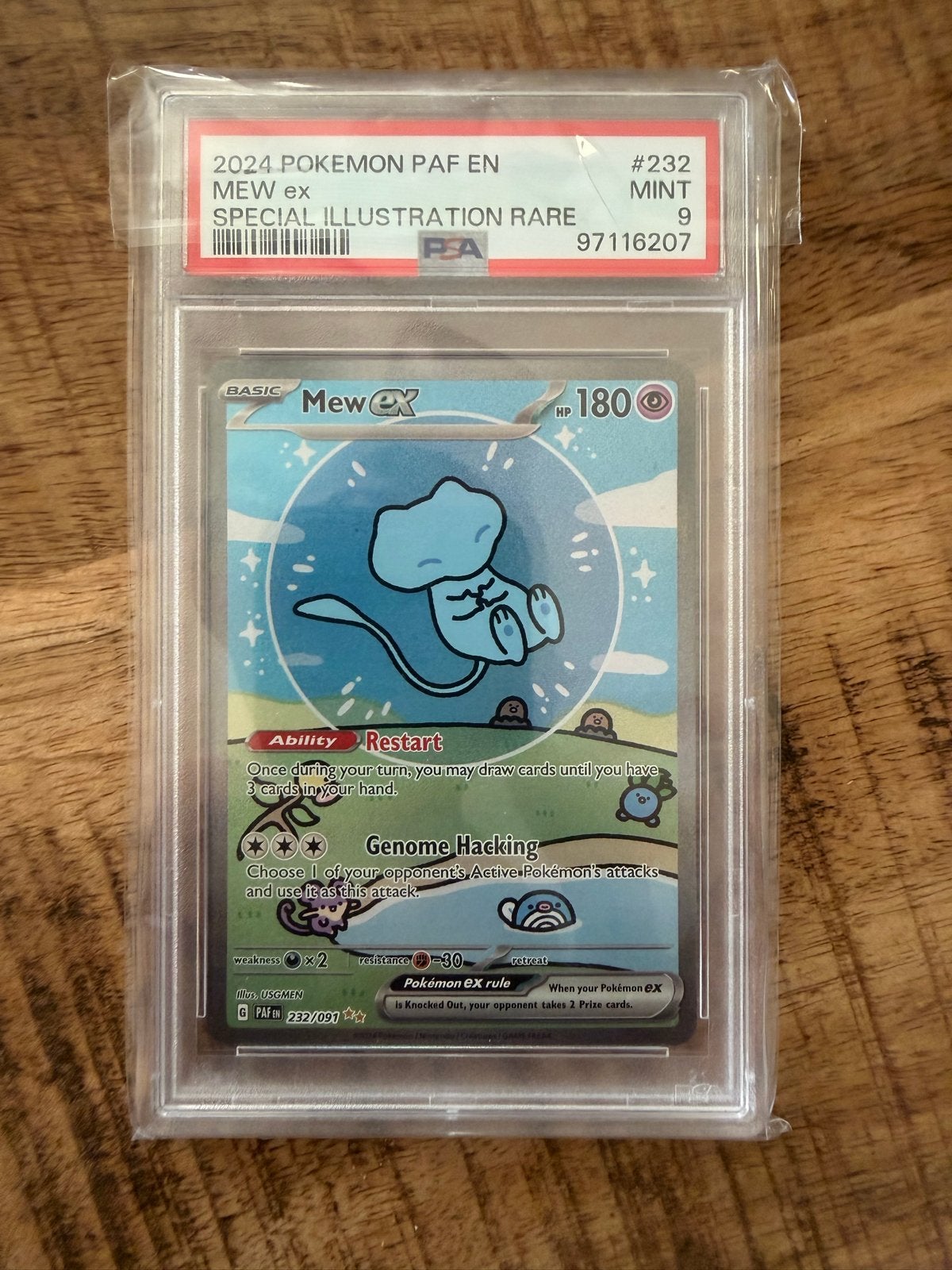 Mew ex Special Illustration Rare PSA 9 - Pokémon PAF EN #232, Ophalen of Verzenden, Zo goed als nieuw, Losse kaart