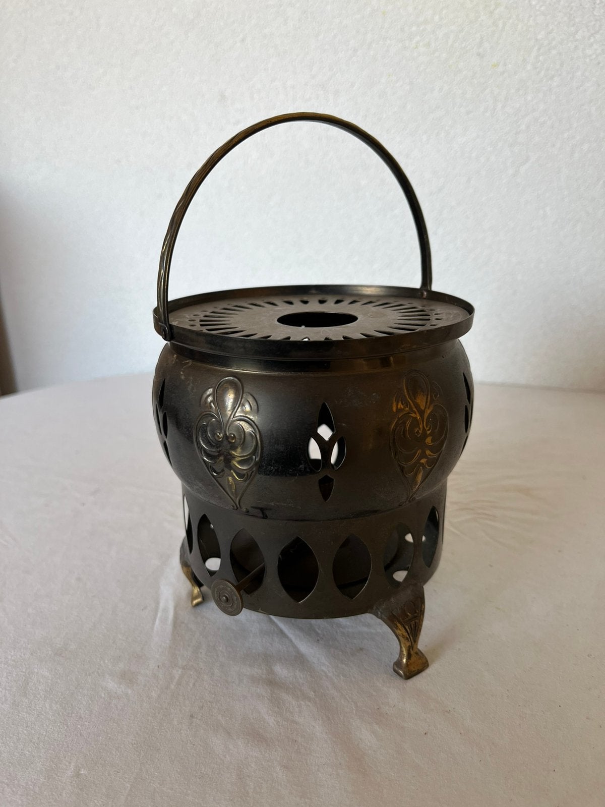 Oud Antiek Jugendstil Theelichtje Patina Koperen, Antiek en Kunst, Ophalen of Verzenden