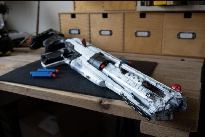 nerf sniper, zwart wit, speelgoed, Ophalen of Verzenden, Zo goed als nieuw