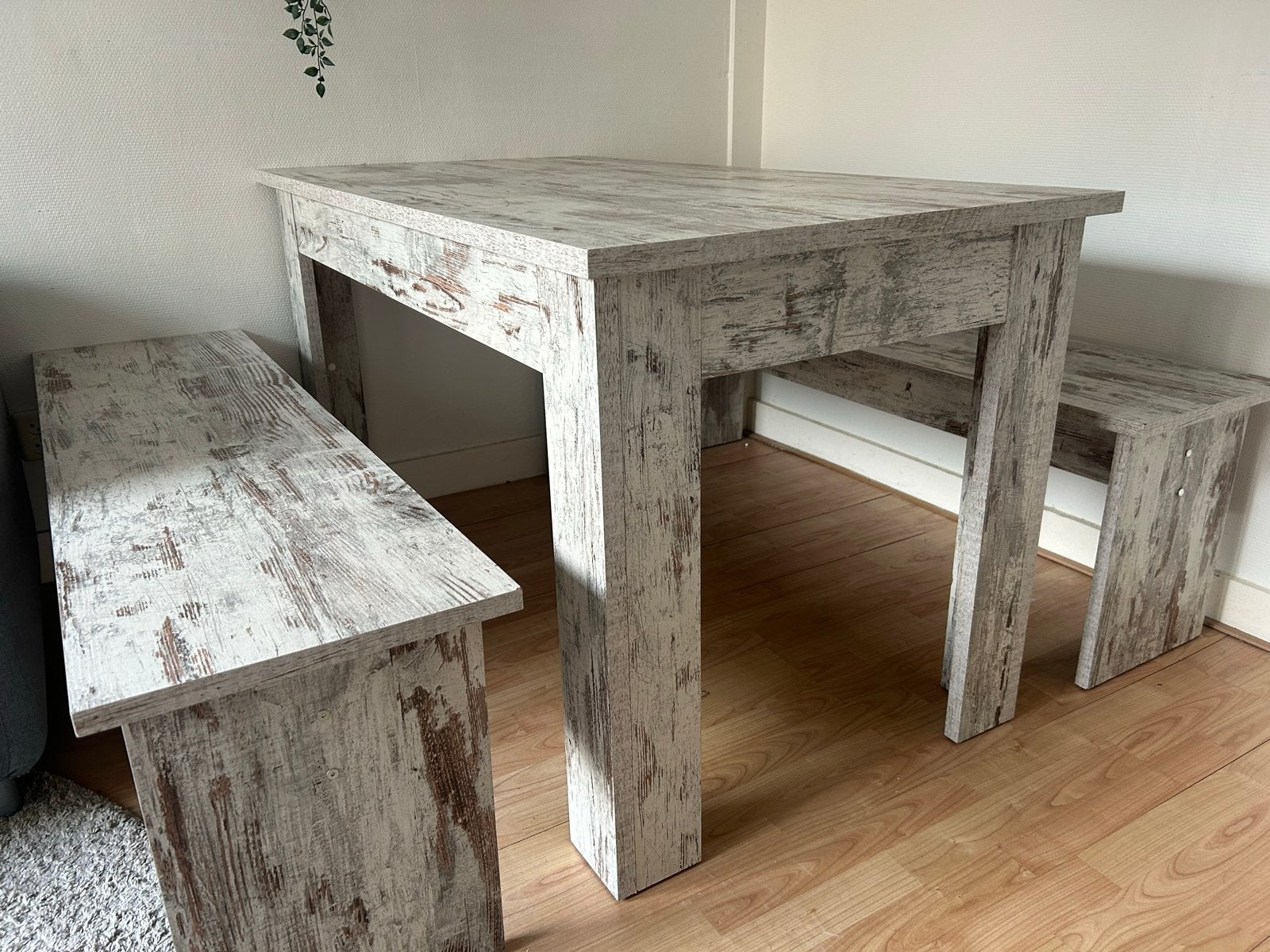 Eettafel met bankjes, Ophalen, Gebruikt, 100 tot 150 cm, 50 tot 100 cm