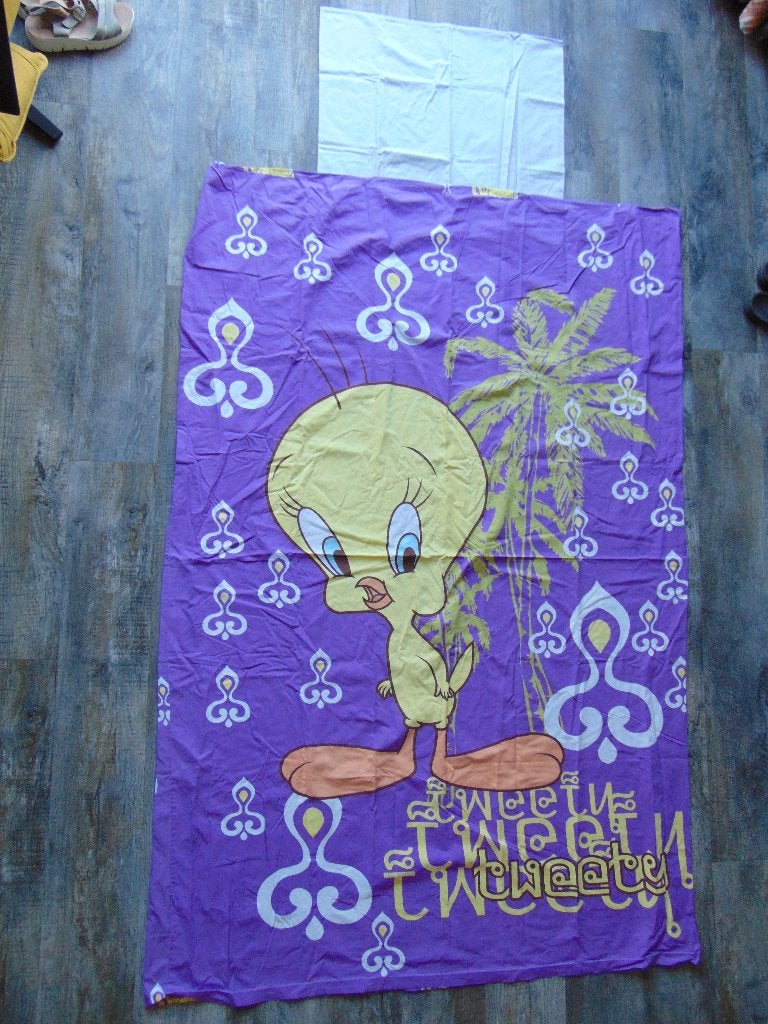 Eenpersoons dekbedovertrek Tweety maat 135 x 200 cm paars, Meisje, Ophalen of Verzenden, Zo goed als nieuw, Dubbelzijdig