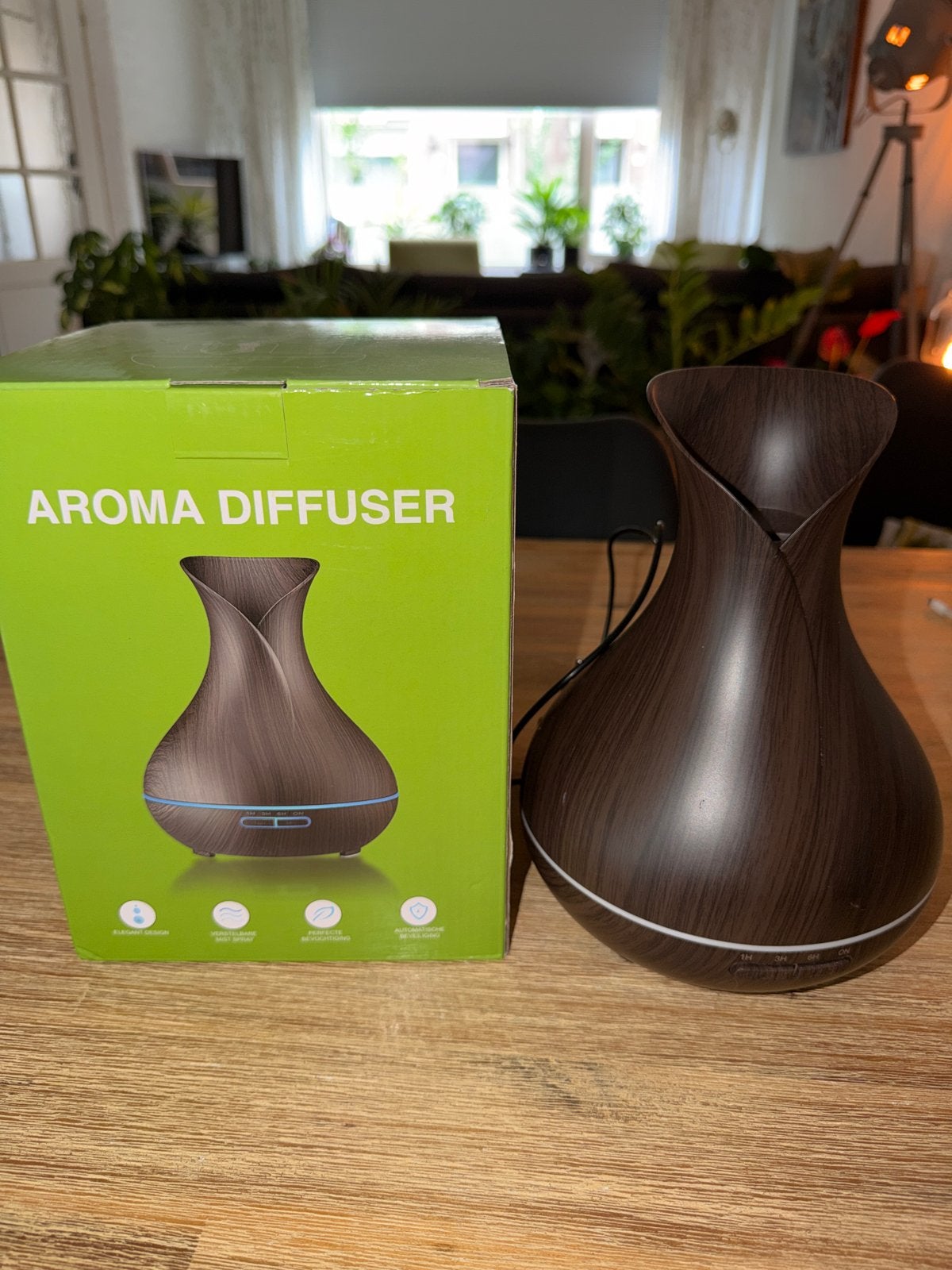 Aroma diffuser bruin - Zo goed als nieuw- inclusief olie, Ophalen of Verzenden, Zo goed als nieuw