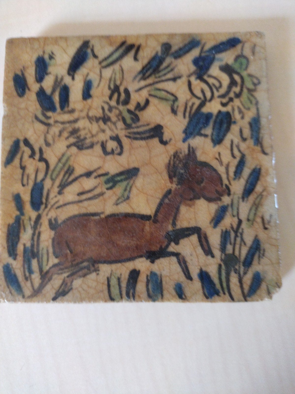 Perzische antieke tegel Qayar periode 19de eeuws, Antiek en Kunst, Ophalen of Verzenden