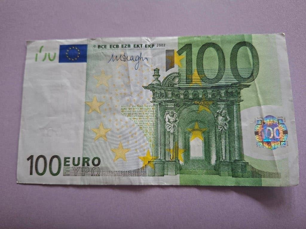 2002 Spanje 100 euro oude serie Draghi code M007, Postzegels en Munten, Bankbiljetten | Europa | Eurobiljetten, Verzenden, Spanje