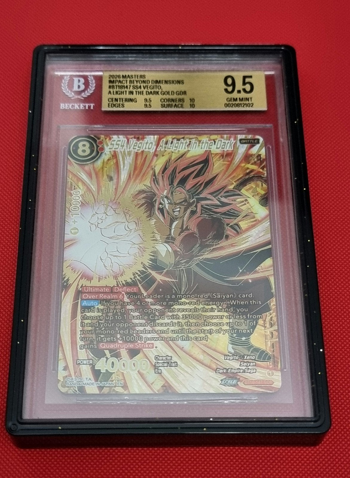 Dragon Ball BT31. SS4 Vegito A-Light in the Dark GDR, Ophalen, Zo goed als nieuw, Losse kaart