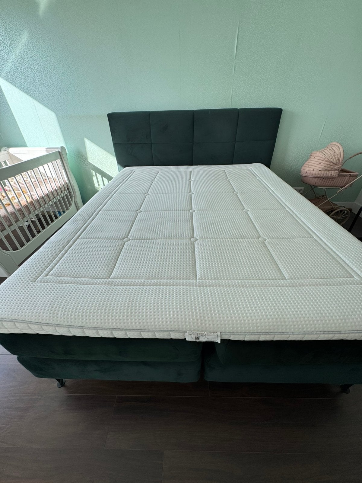Boxspring velvet 160x200 inclusief goede topper, Ophalen, Zo goed als nieuw, Tweepersoons, 160 cm